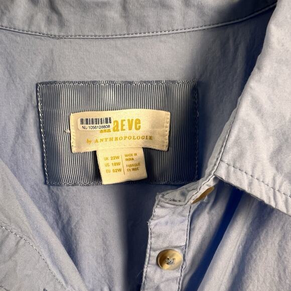 Anthropologie Maeve Asymmetrical Sleeveless Shirt Dress Button Front Blue 18W - Picture 4 of 7